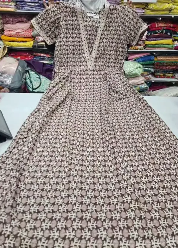 Premium Cotton Frock Style Nighty with Adjustable Rope & Side Pocket |NT3636